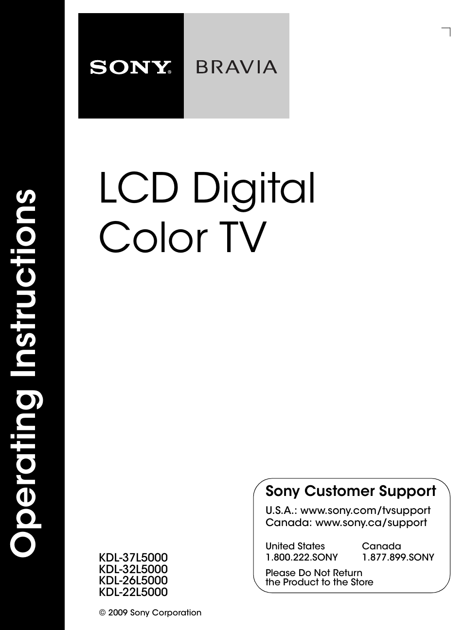 Sony BRAVIA KDL-26L5000 User Manual | 48 pages