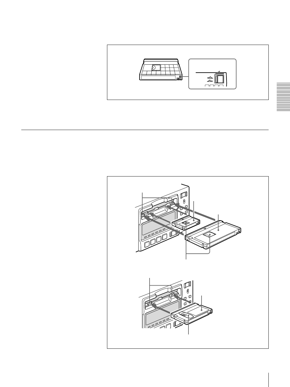 Inserting and ejecting cassettes, Preventing accidental erasure, Inserting a cassette | Sony DSR-1500 User Manual | Page 25 / 120