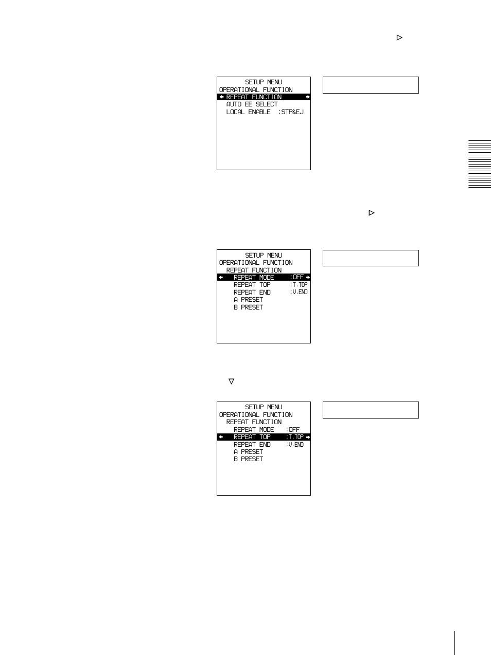 Rep func, Repeat md, Rep top | Sony DSR-1500 User Manual | Page 39 / 120