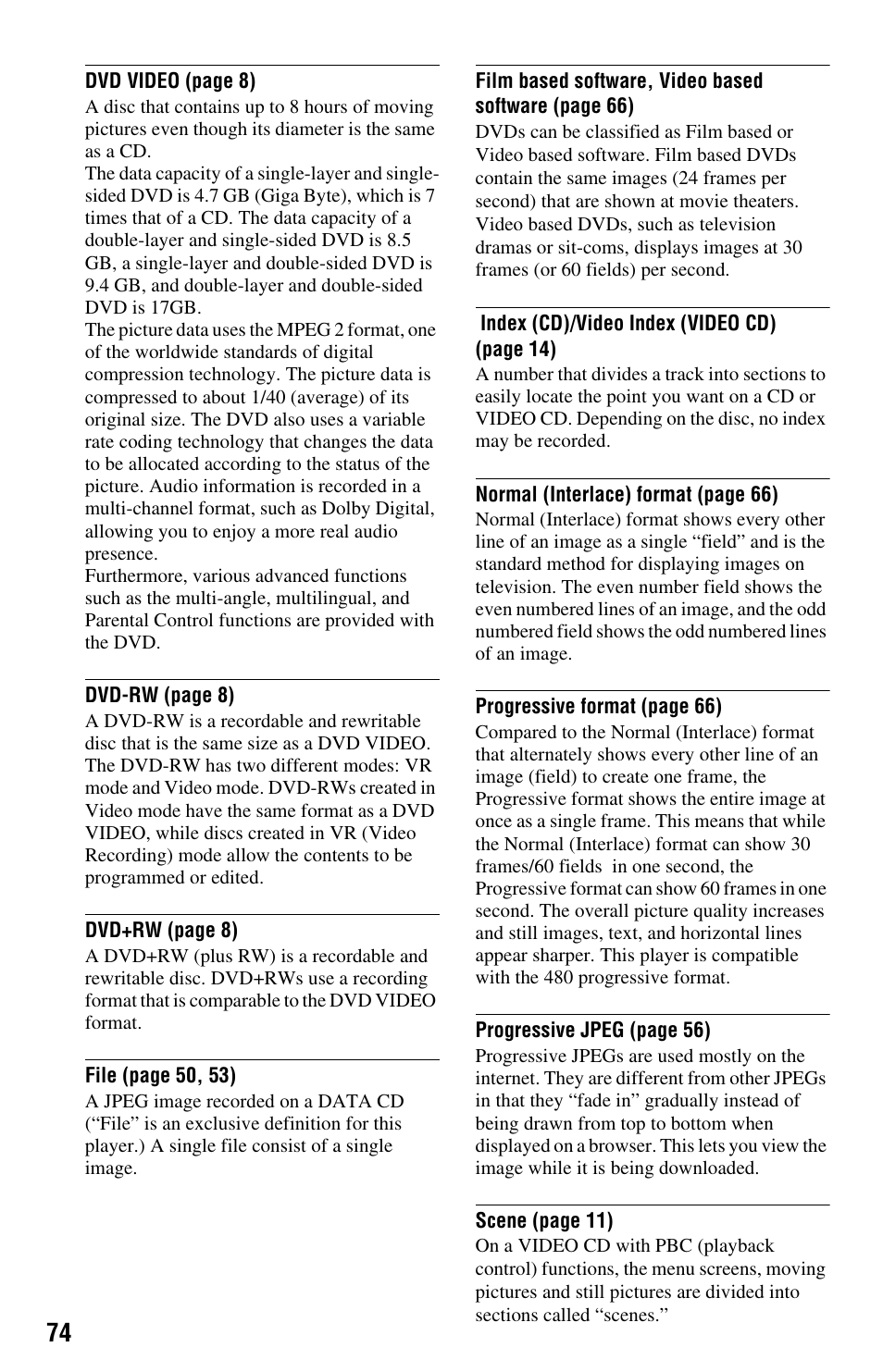 Sony DVP-NS575P User Manual | Page 74 / 80
