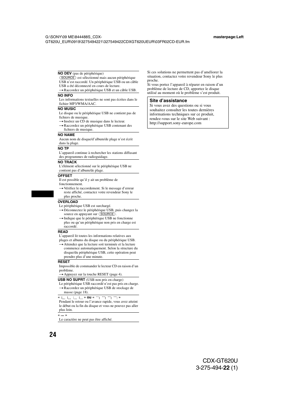 Sony CDXGT620U User Manual | Page 70 / 120