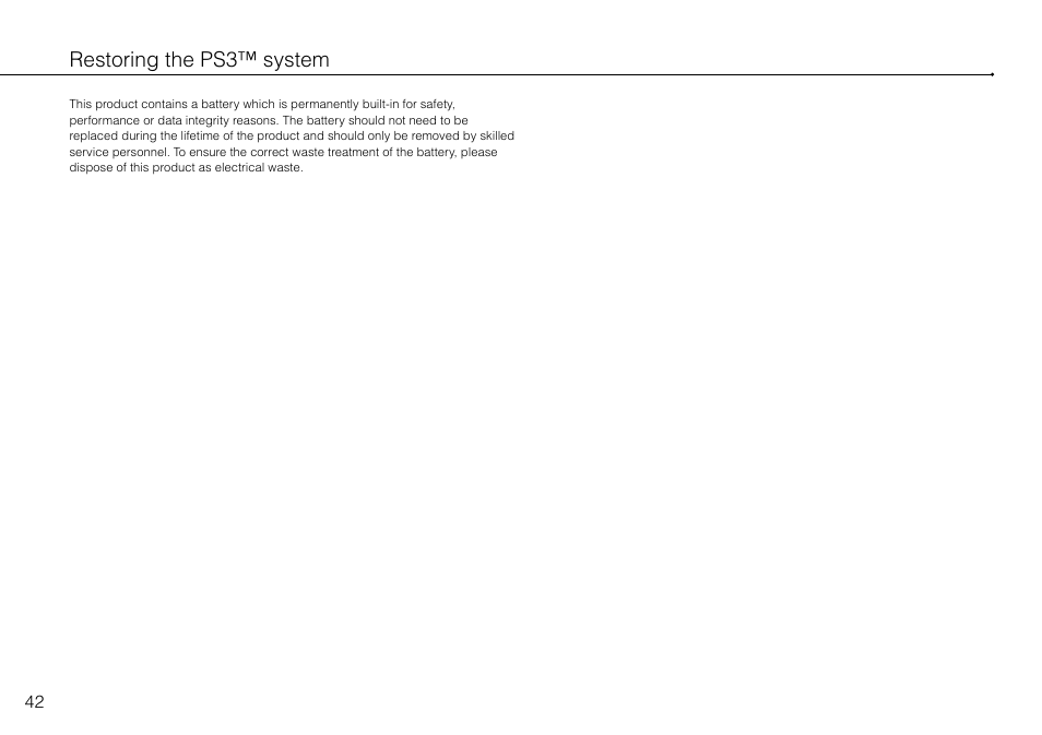 Restoring the ps3™ system | Sony Playstation 3 CECH-2003B User Manual | Page 42 / 60