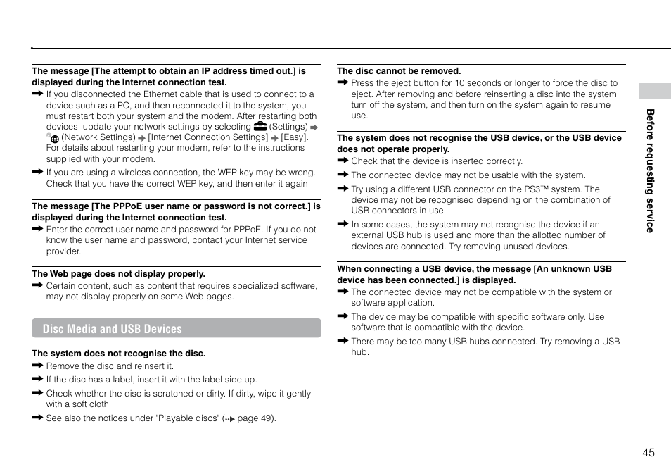 Disc media and usb devices | Sony Playstation 3 CECH-2003B User Manual | Page 45 / 60