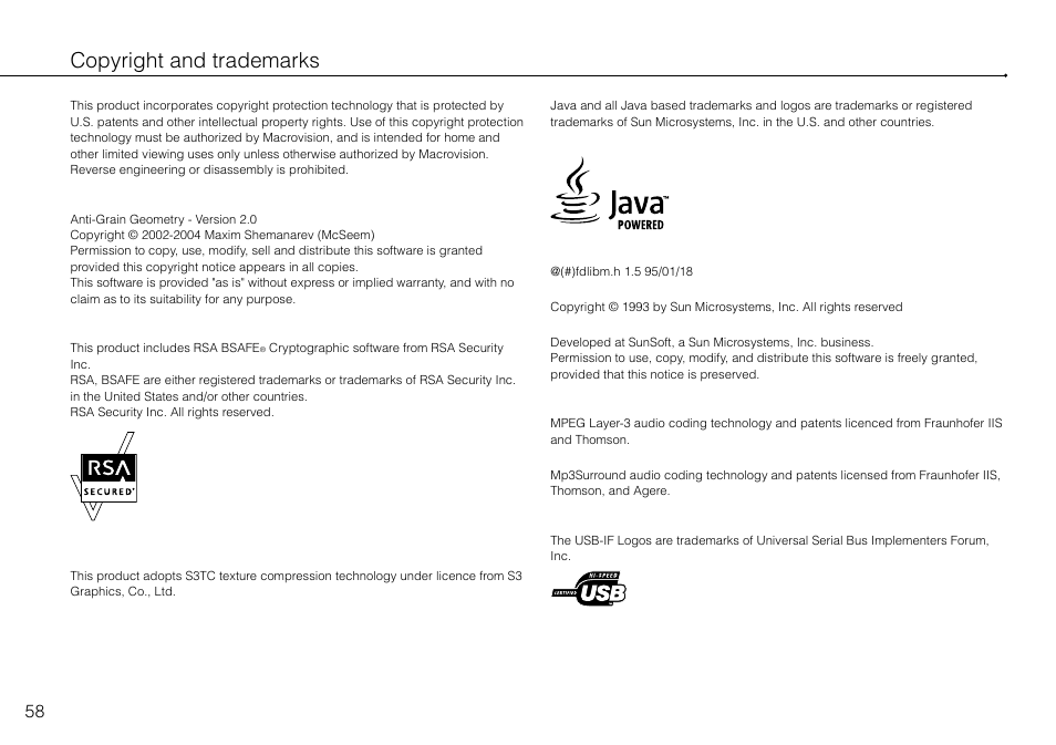 Copyright and trademarks | Sony Playstation 3 CECH-2003B User Manual | Page 58 / 60