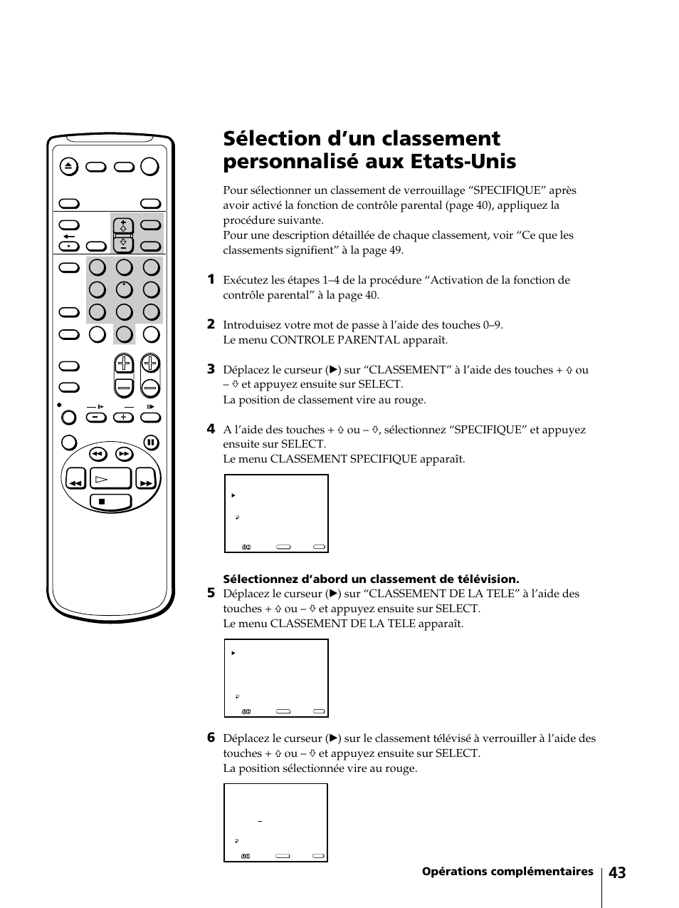 Opérations complémentaires | Sony KV-13VM42 User Manual | Page 105 / 188
