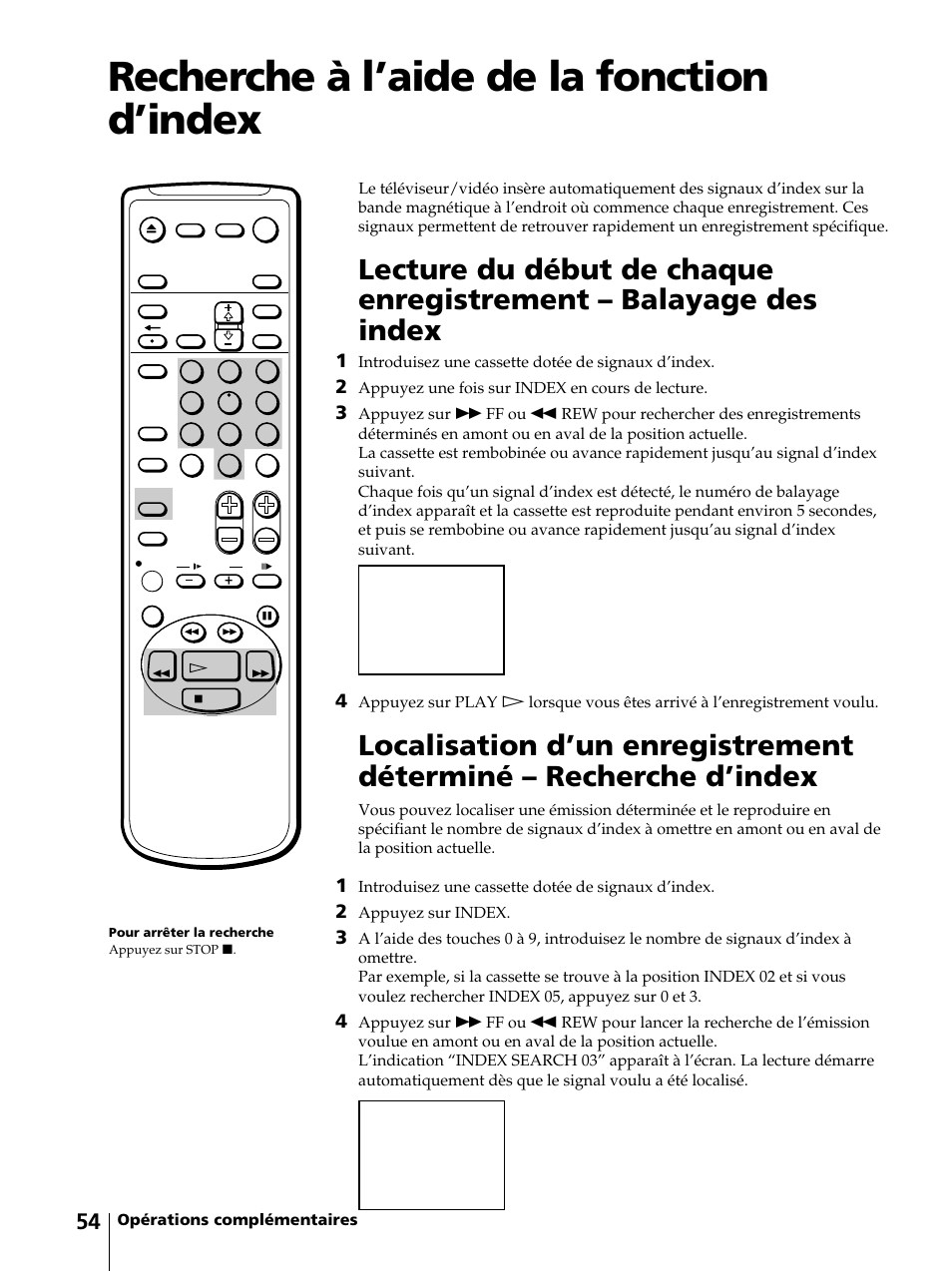 Recherche à l’aide de la fonction d’index | Sony KV-13VM42 User Manual | Page 116 / 188