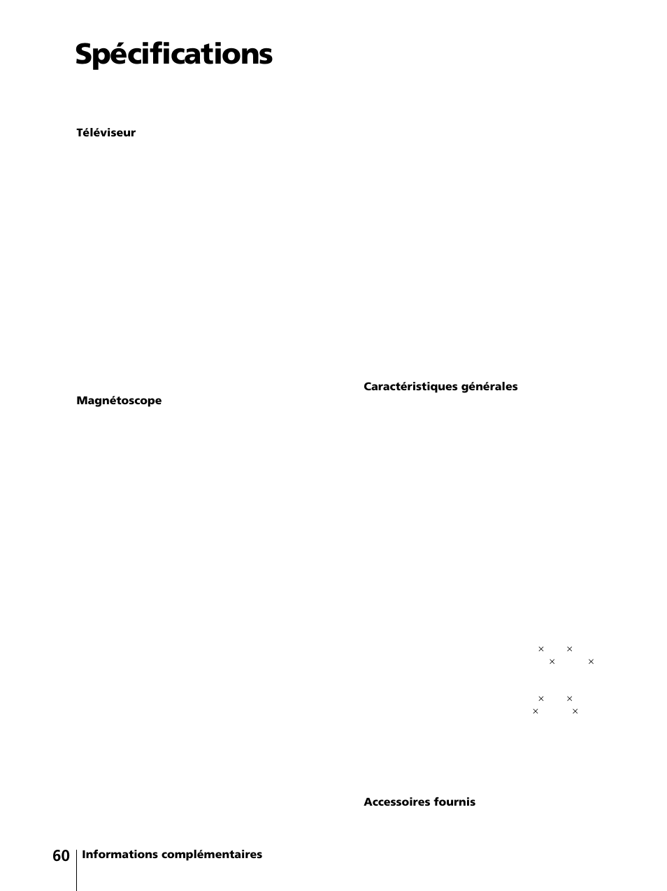 Spécifications | Sony KV-13VM42 User Manual | Page 122 / 188