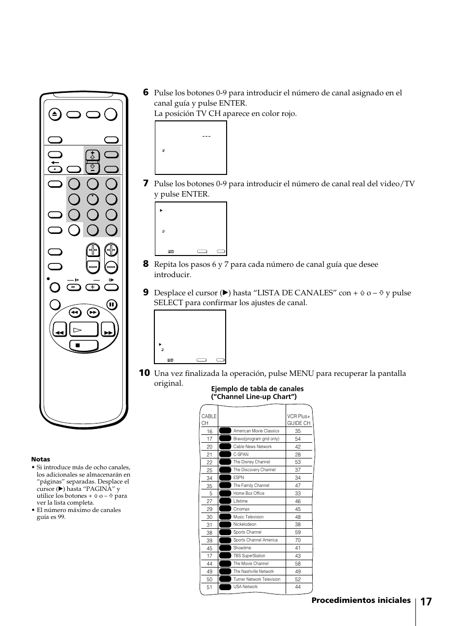 Sample, Procedimientos iniciales | Sony KV-13VM42 User Manual | Page 141 / 188