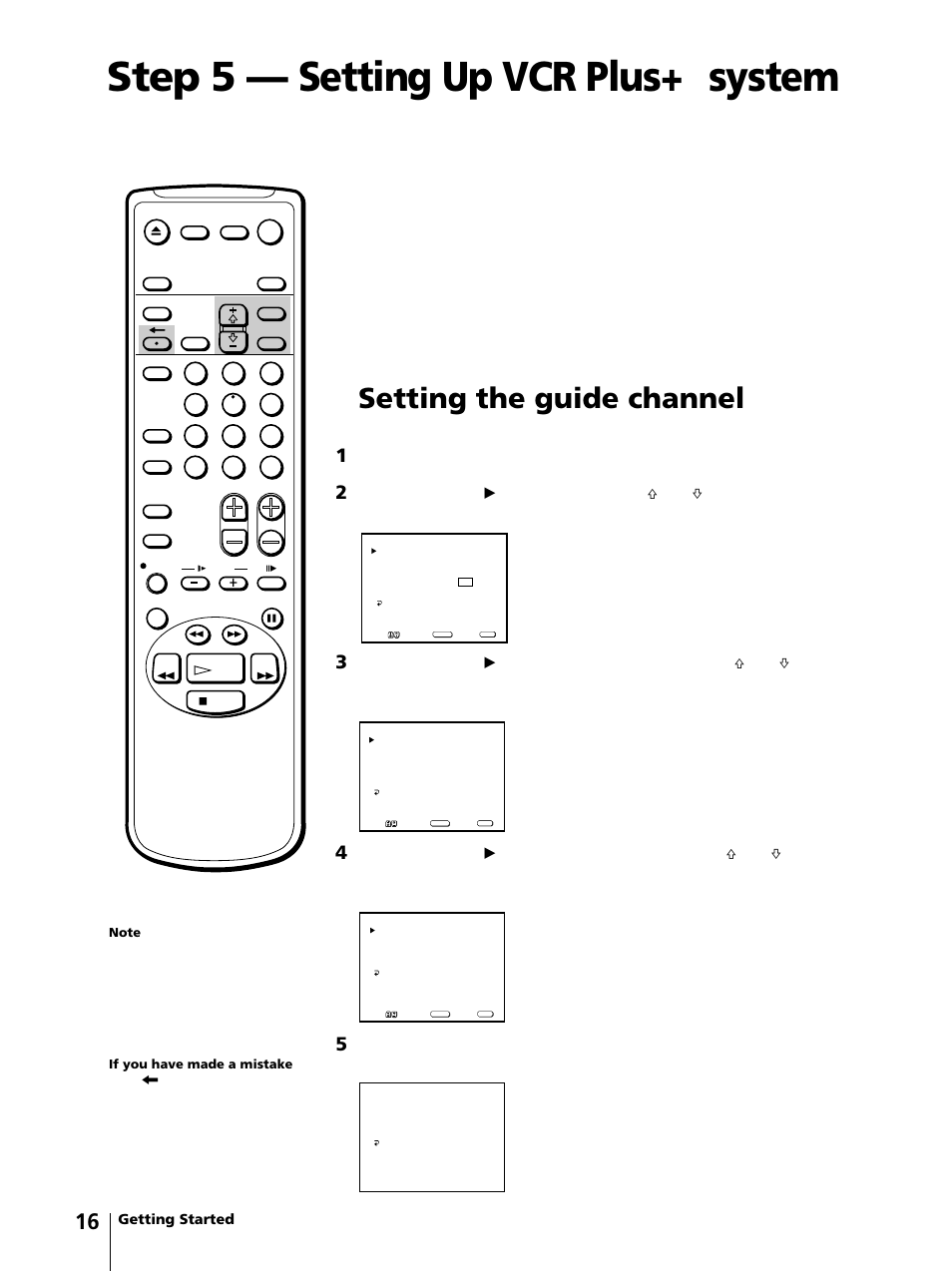 Step 5 — setting up vcr plus, System, Setting the guide channel | The vcr plus, Press menu to display the main menu | Sony KV-13VM42 User Manual | Page 16 / 188