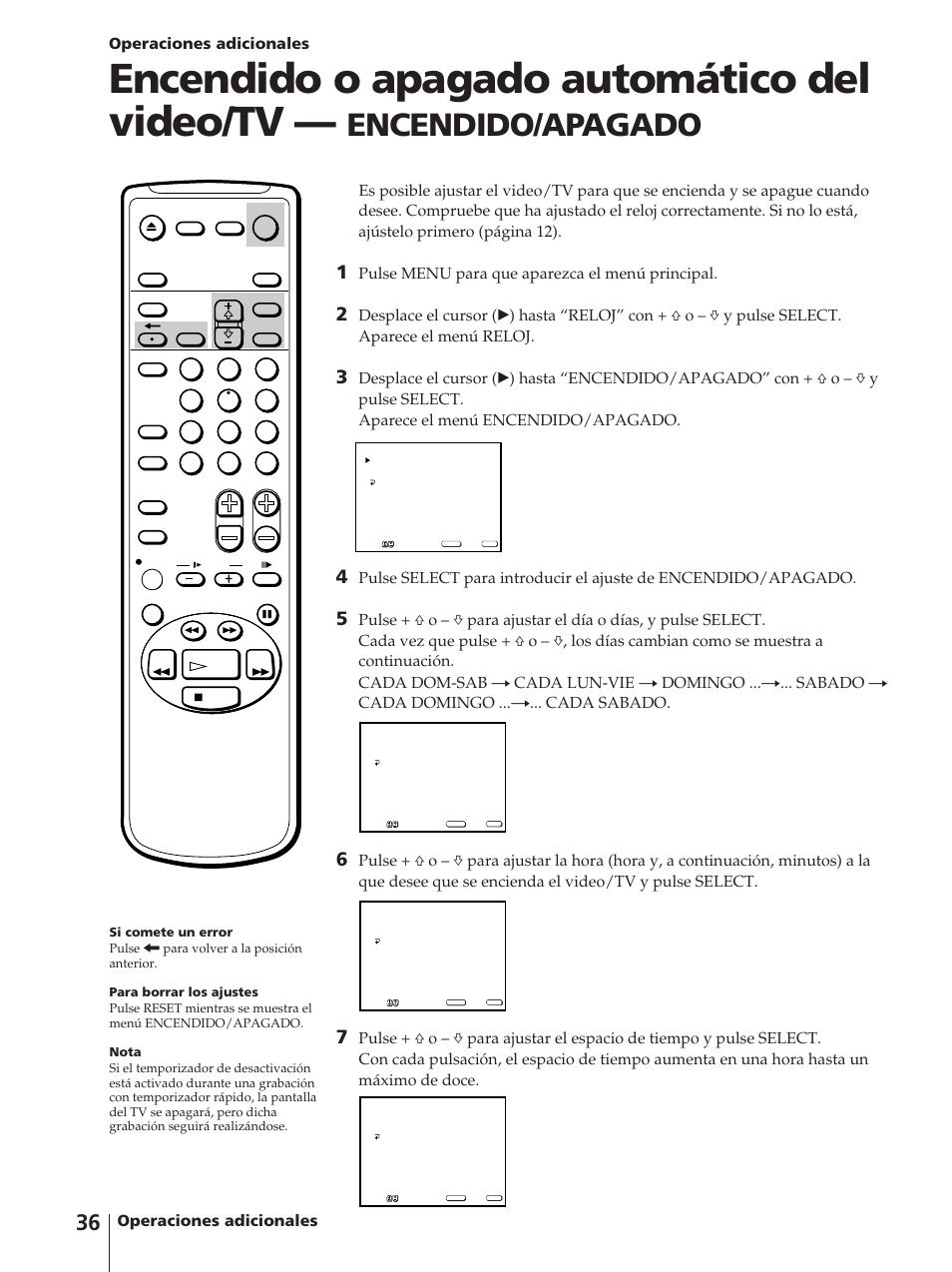 Encendido o apagado automático del video/tv, Encendido/apagado, Pulse menu para que aparezca el menú principal | Sony KV-13VM42 User Manual | Page 160 / 188