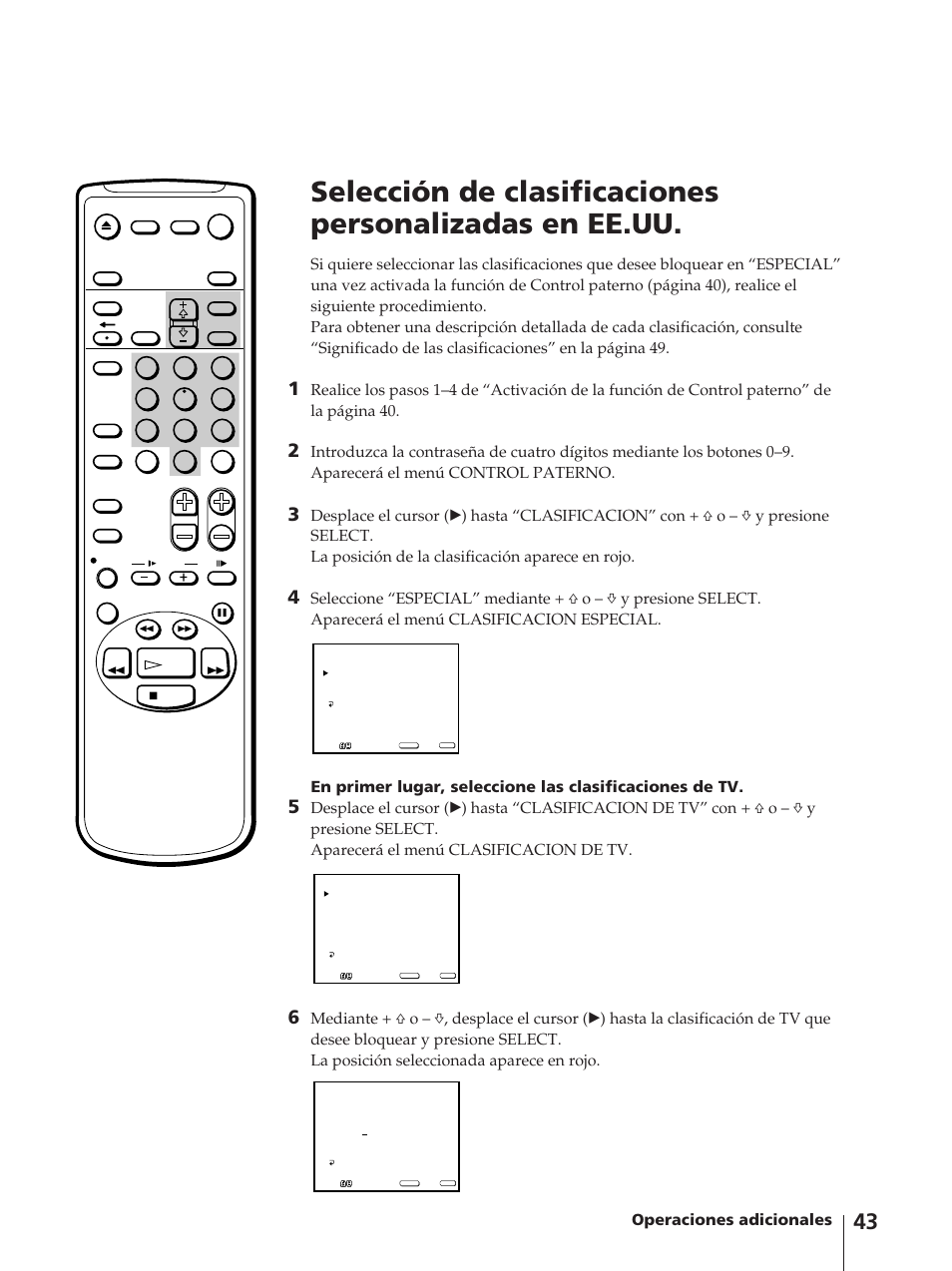 Operaciones adicionales | Sony KV-13VM42 User Manual | Page 167 / 188