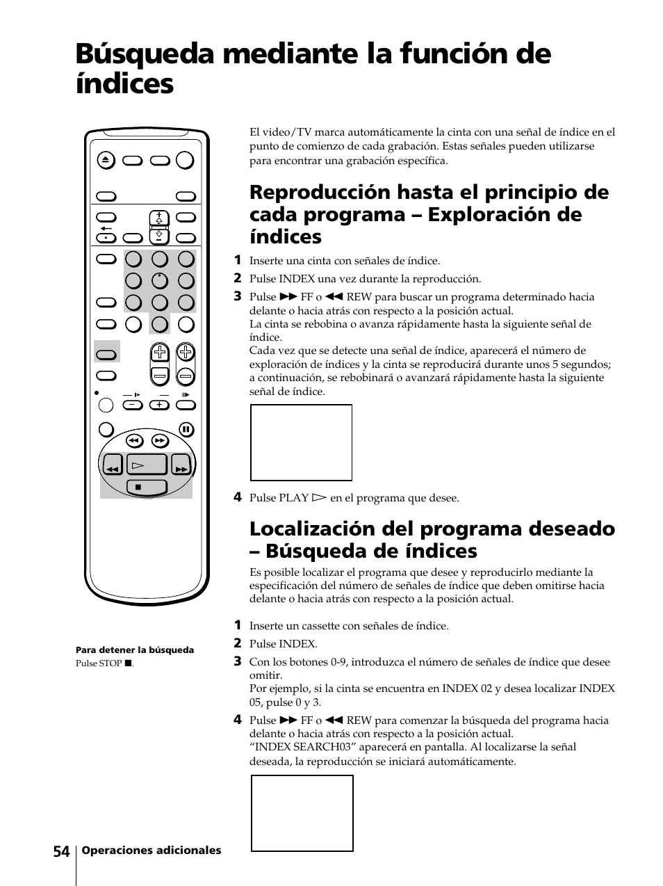 Búsqueda mediante la función de índices | Sony KV-13VM42 User Manual | Page 178 / 188