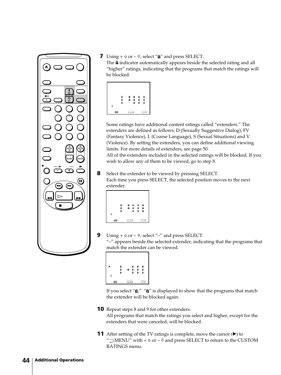 Additional operations | Sony KV-13VM42 User Manual | Page 44 / 188