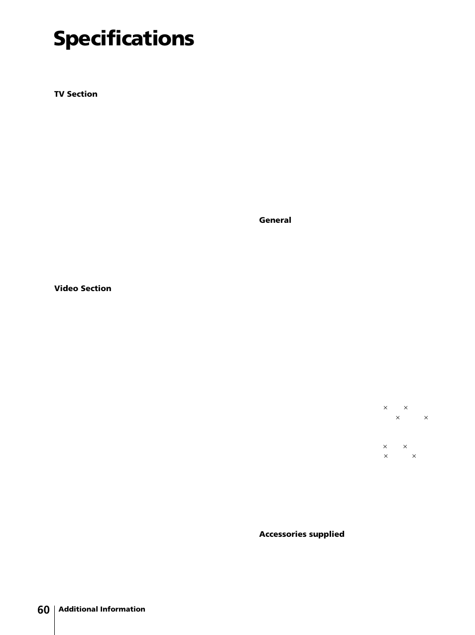 Specifications | Sony KV-13VM42 User Manual | Page 60 / 188