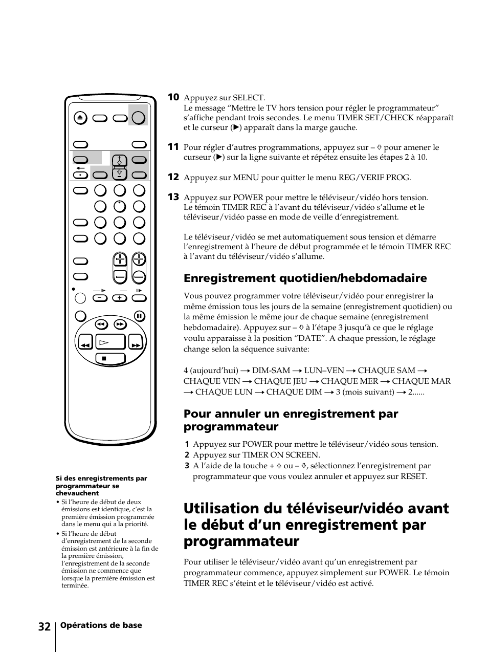 Enregistrement quotidien/hebdomadaire, Pour annuler un enregistrement par programmateur | Sony KV-13VM42 User Manual | Page 94 / 188