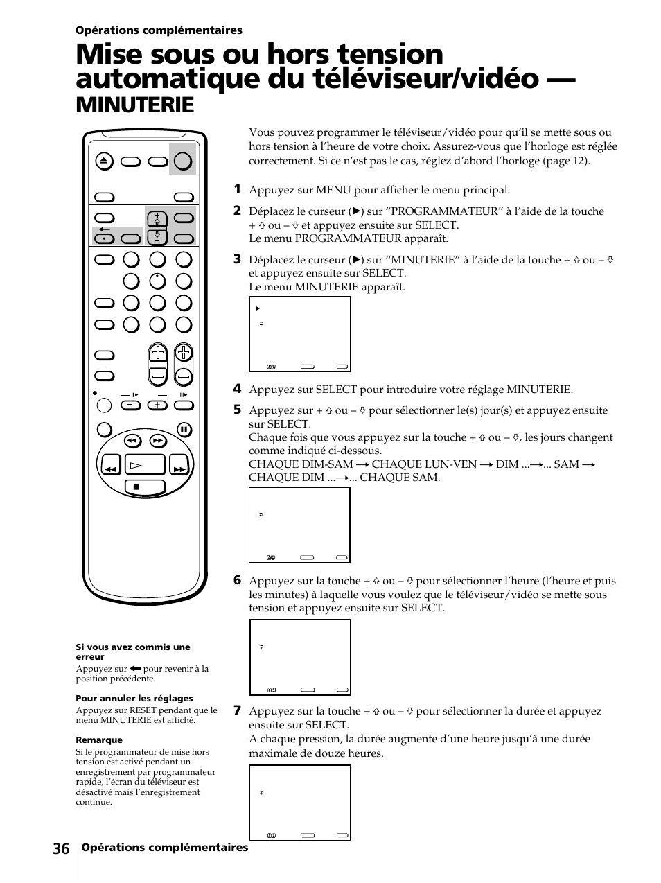 Minuterie, Appuyez sur menu pour afficher le menu principal | Sony KV-13VM42 User Manual | Page 98 / 188