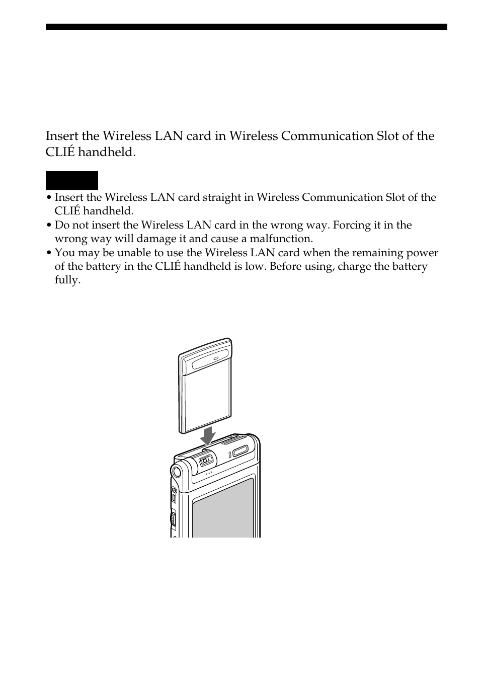 Inserting/removing the wireless lan card | Sony PEGA-WL100 User Manual | Page 10 / 40