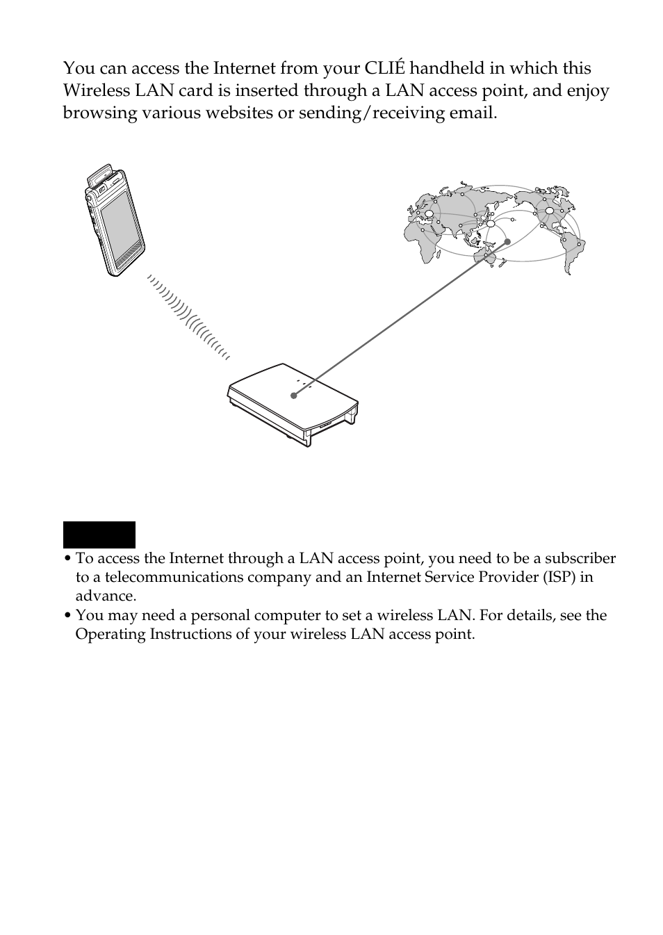 Accessing the internet | Sony PEGA-WL100 User Manual | Page 8 / 40
