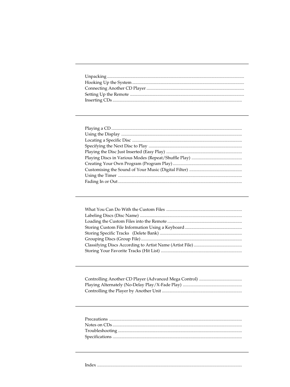 Able of contents | Sony CDP-M555ES User Manual | Page 3 / 48