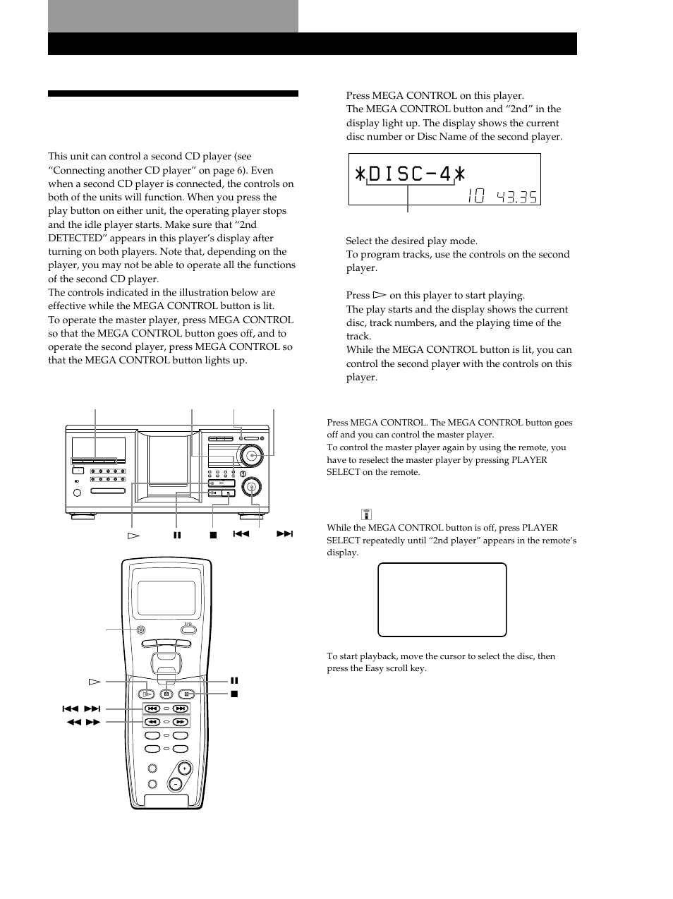 Storing information about cds (custom files), Using the player with another component 1 | Sony CDP-M555ES User Manual | Page 41 / 48