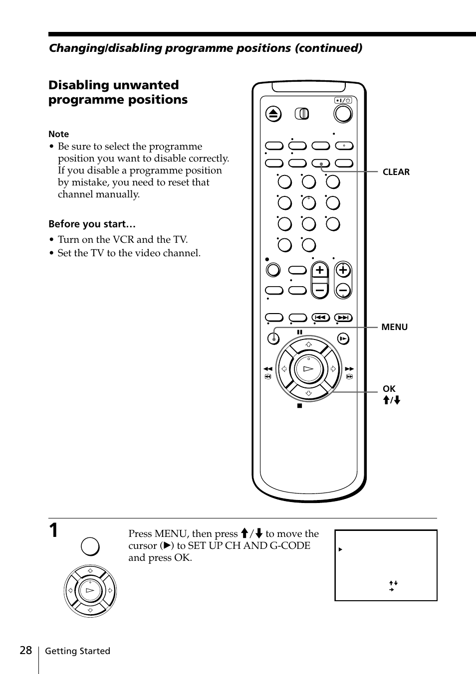 Disabling unwanted programme positions | Sony SLV-EZ77AS User Manual | Page 28 / 75