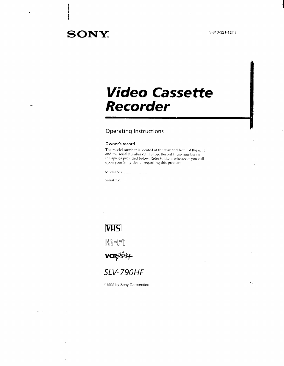 Sony SLV-790HF User Manual | 81 pages