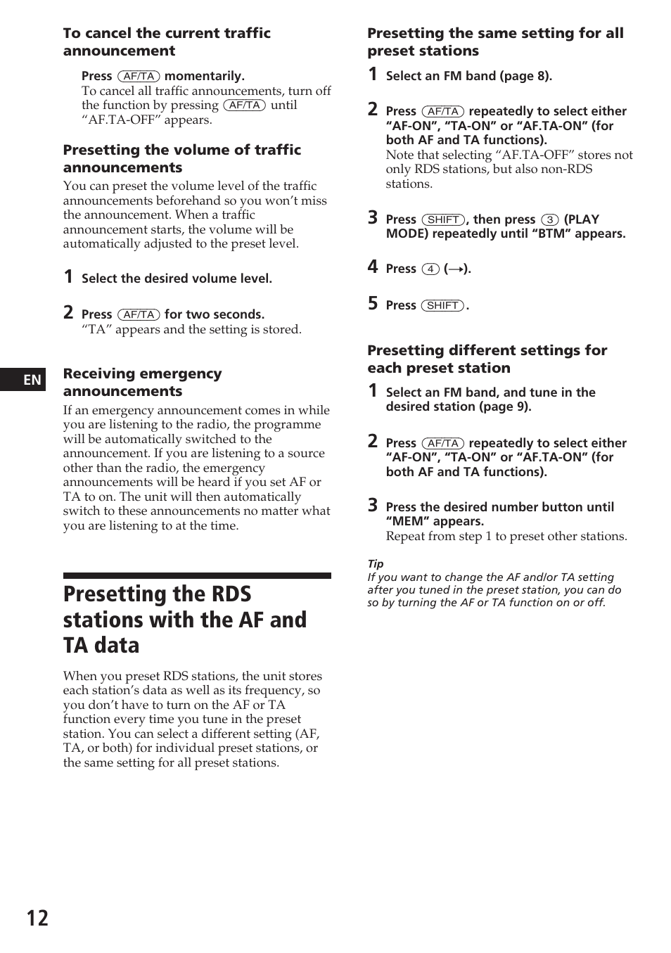 Sony CDX-4180R User Manual | Page 12 / 88