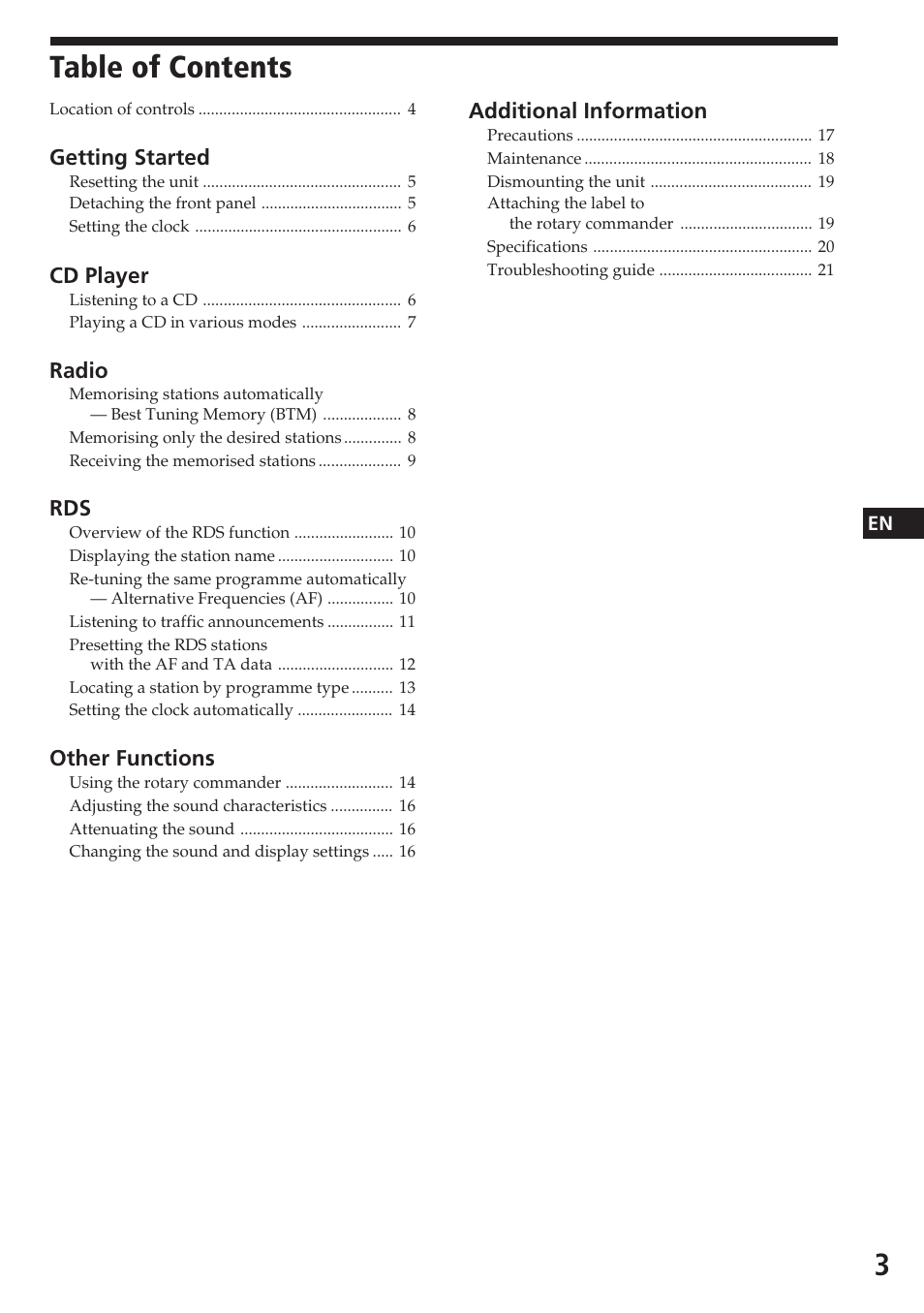 Sony CDX-4180R User Manual | Page 3 / 88