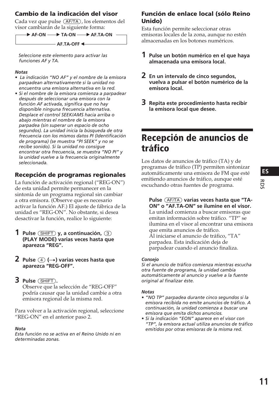 Recepción de anuncios de tráfico | Sony CDX-4180R User Manual | Page 33 / 88