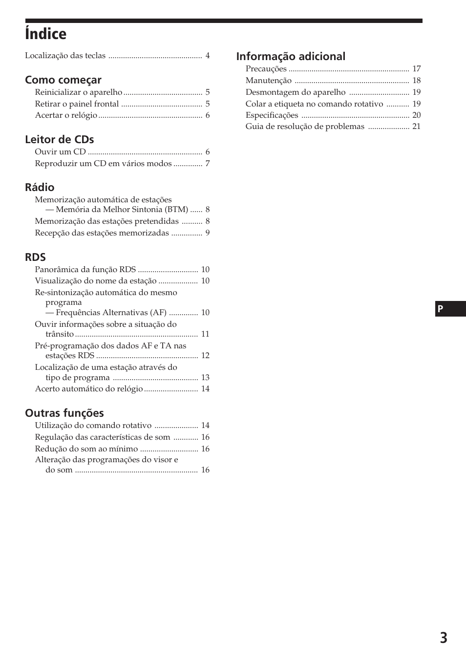 Índice | Sony CDX-4180R User Manual | Page 47 / 88