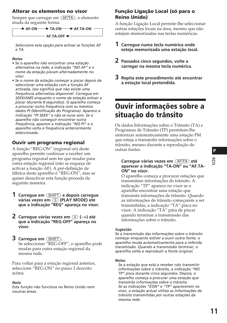 Ouvir informações sobre a situação do trânsito | Sony CDX-4180R User Manual | Page 55 / 88