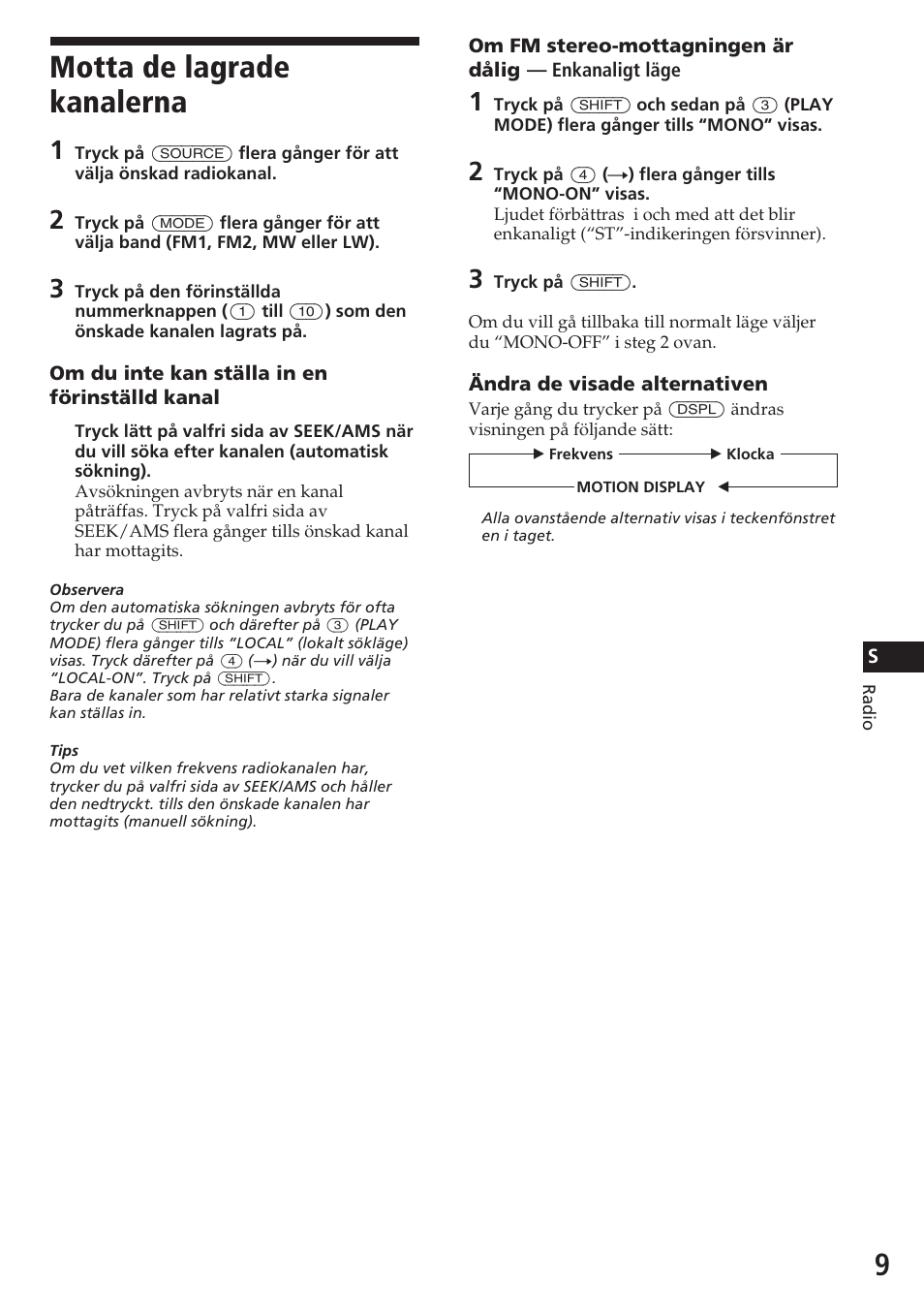 Motta de lagrade kanalerna | Sony CDX-4180R User Manual | Page 75 / 88