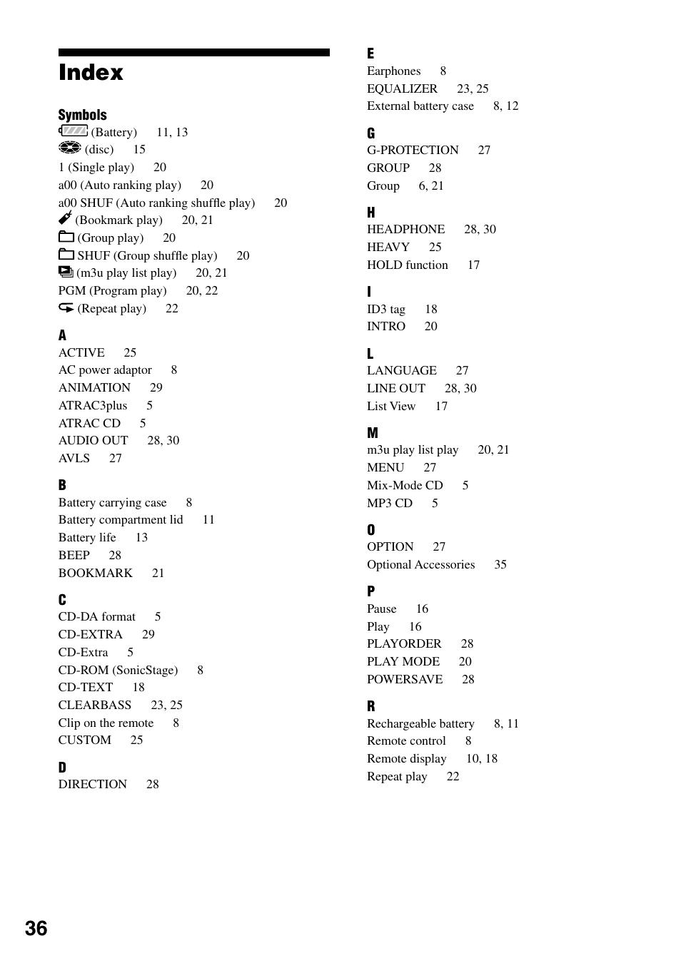 Index | Sony NE720LS User Manual | Page 36 / 39