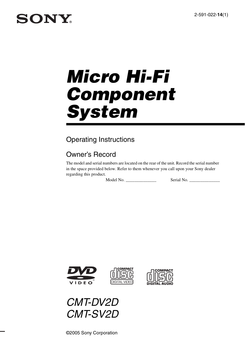 Sony CMT-DV2D User Manual | 56 pages