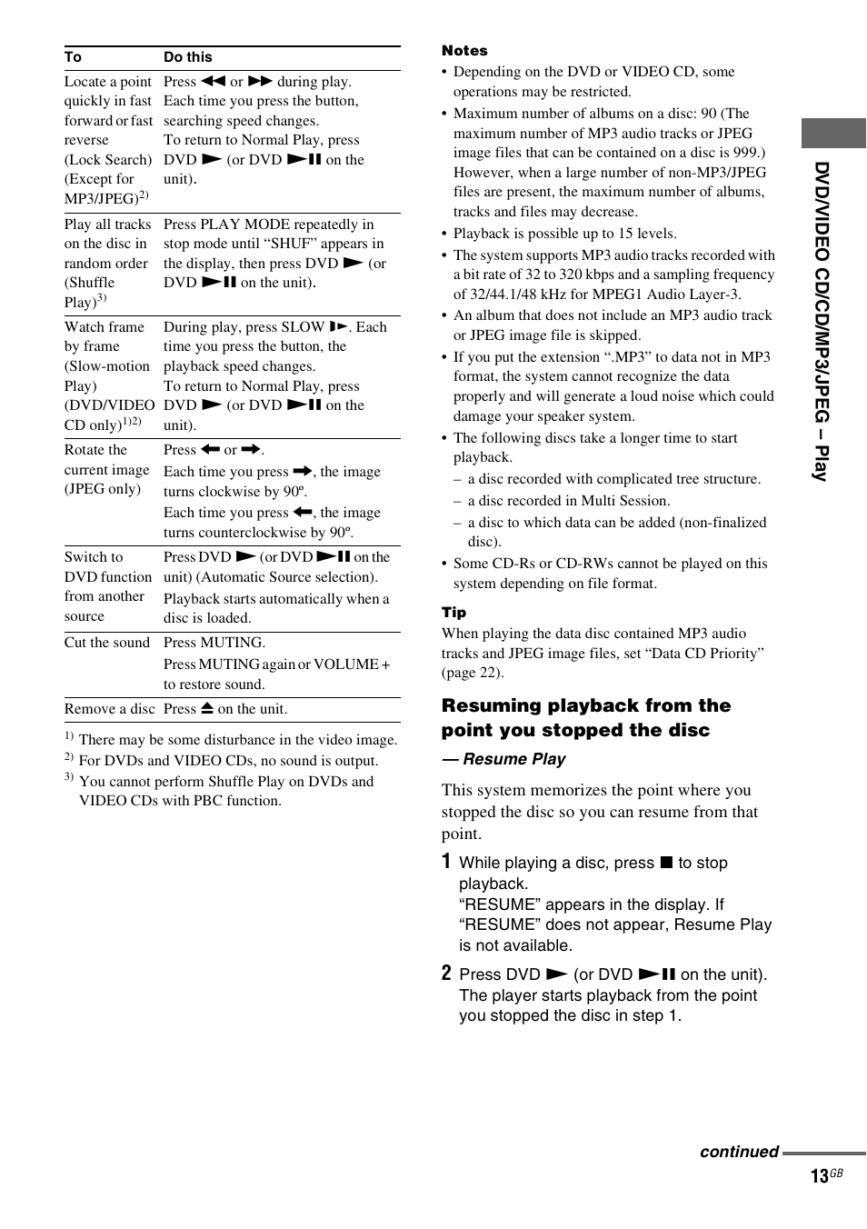 Sony CMT-DV2D User Manual | Page 13 / 56