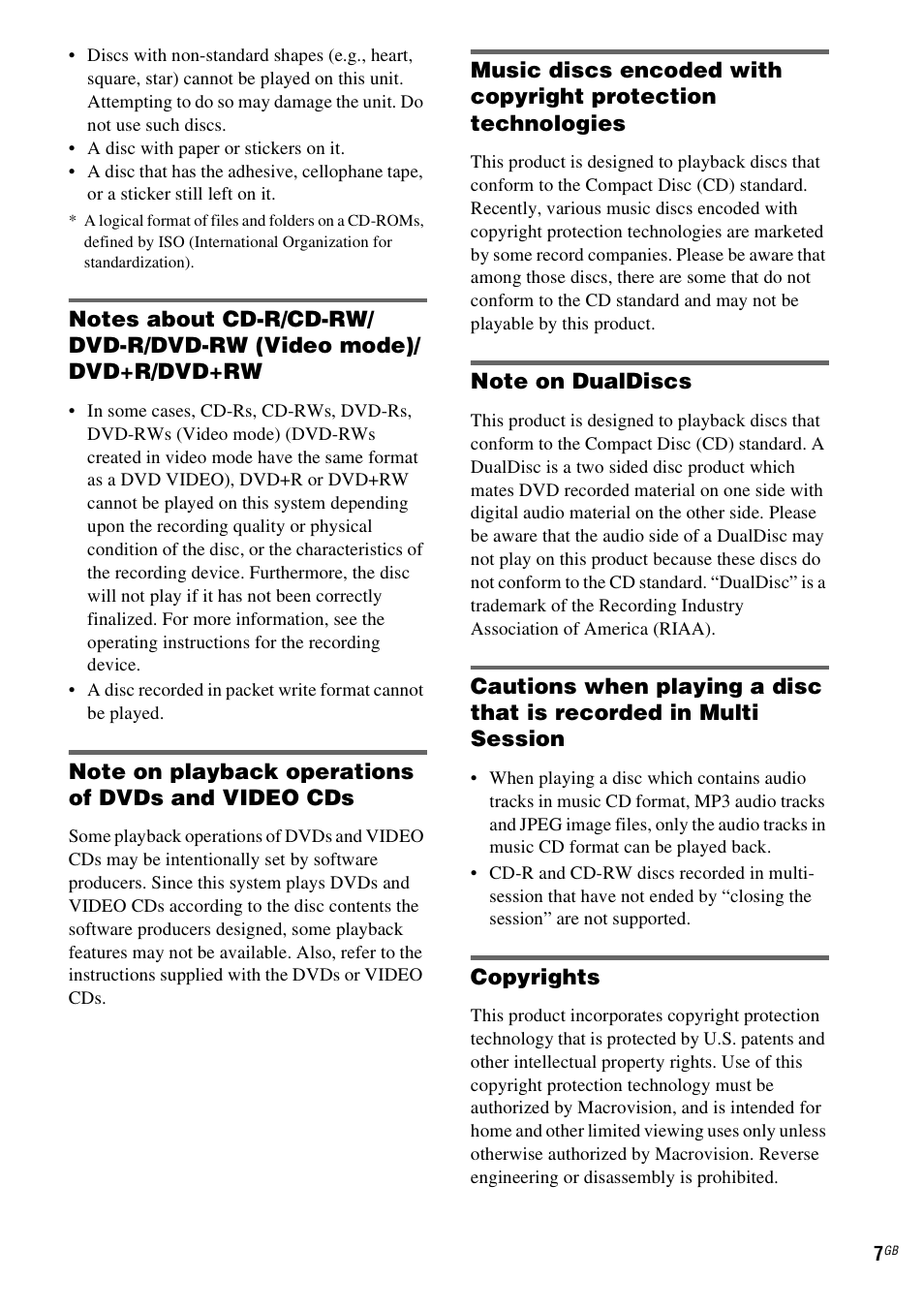 Sony CMT-DV2D User Manual | Page 7 / 56