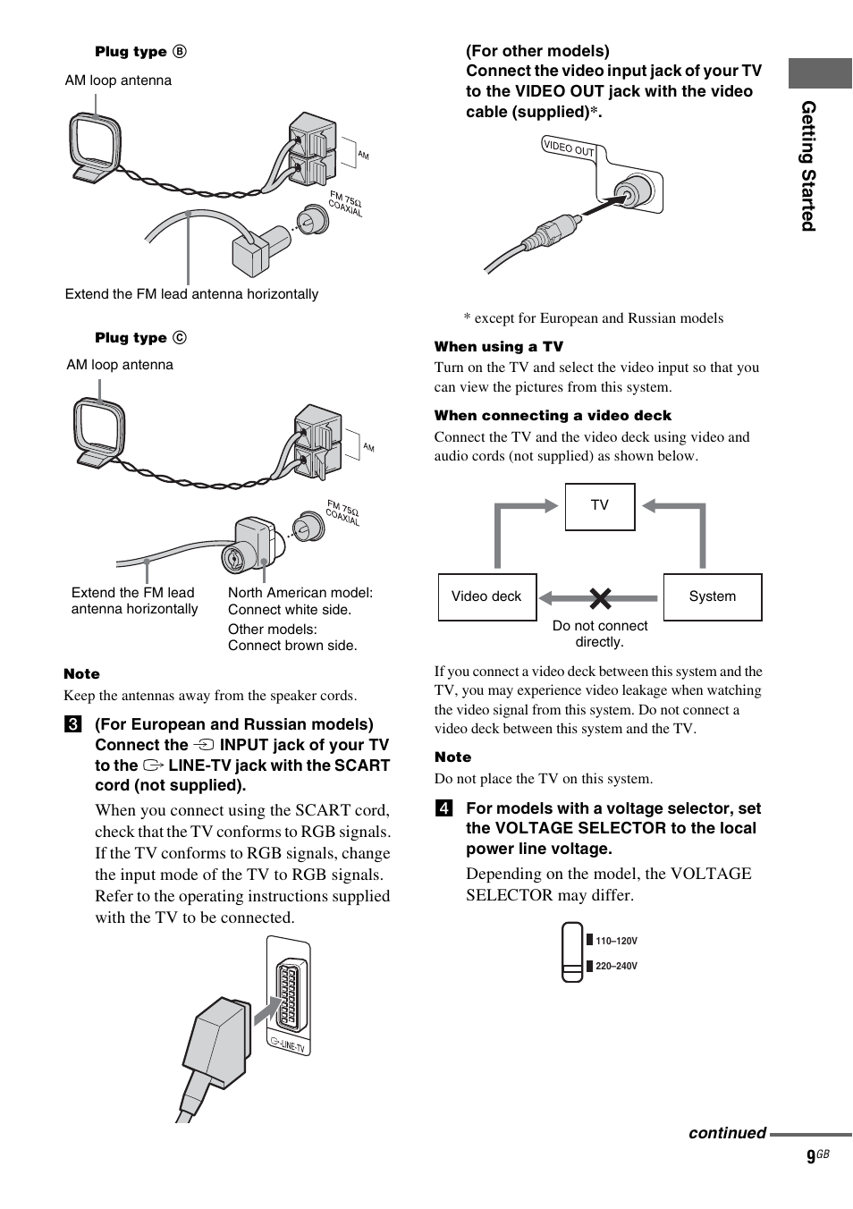 Ge tting star te d 9 | Sony CMT-DV2D User Manual | Page 9 / 56