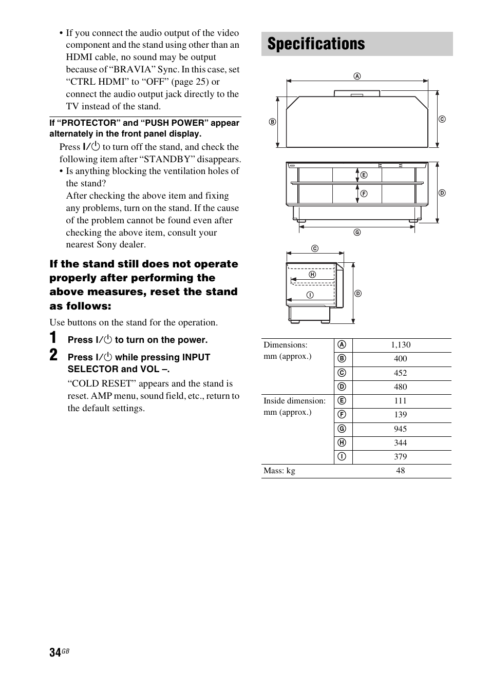 Specifications | Sony 4-170-060-12(1) User Manual | Page 34 / 40