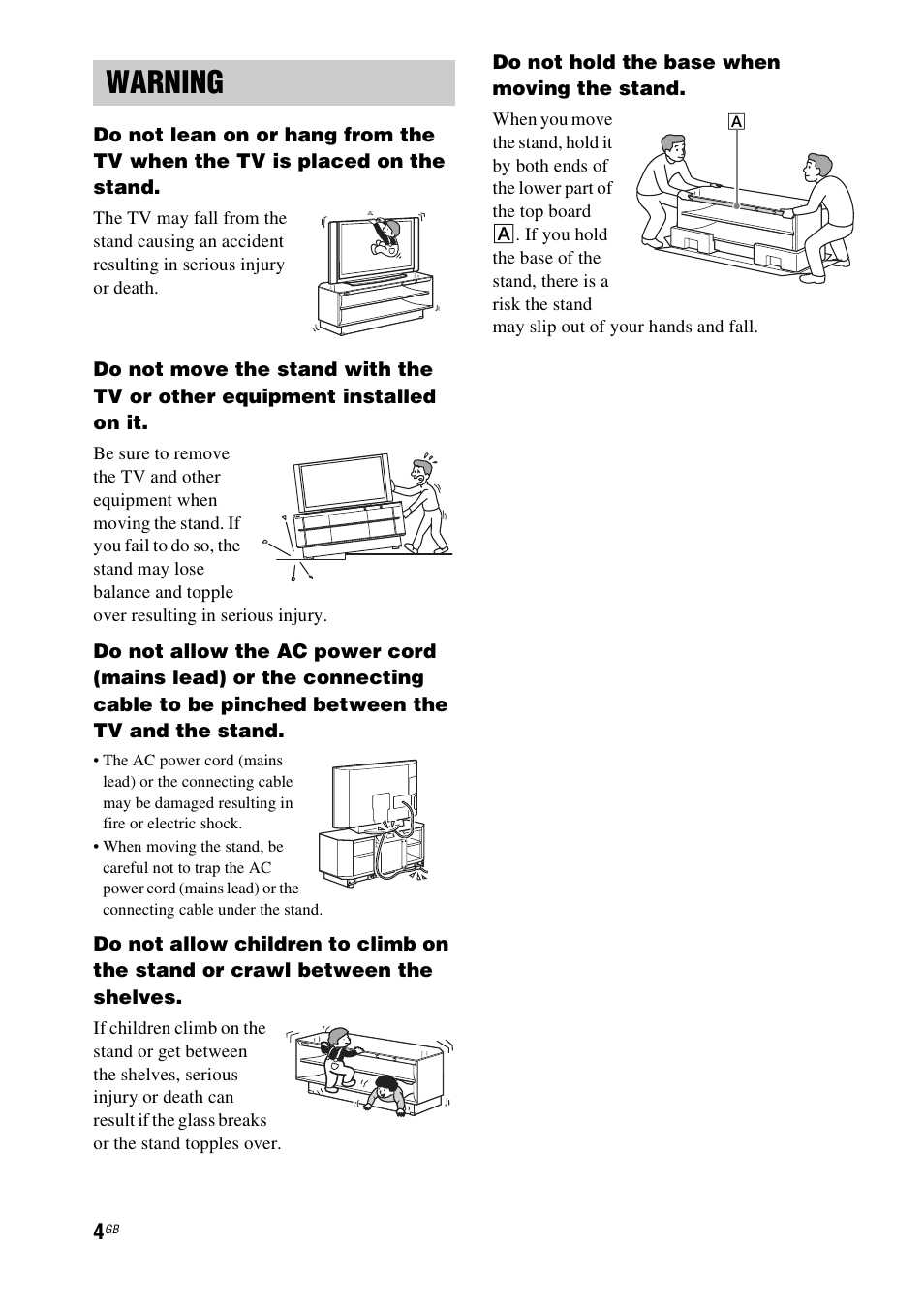 Warning | Sony 4-170-060-12(1) User Manual | Page 4 / 40