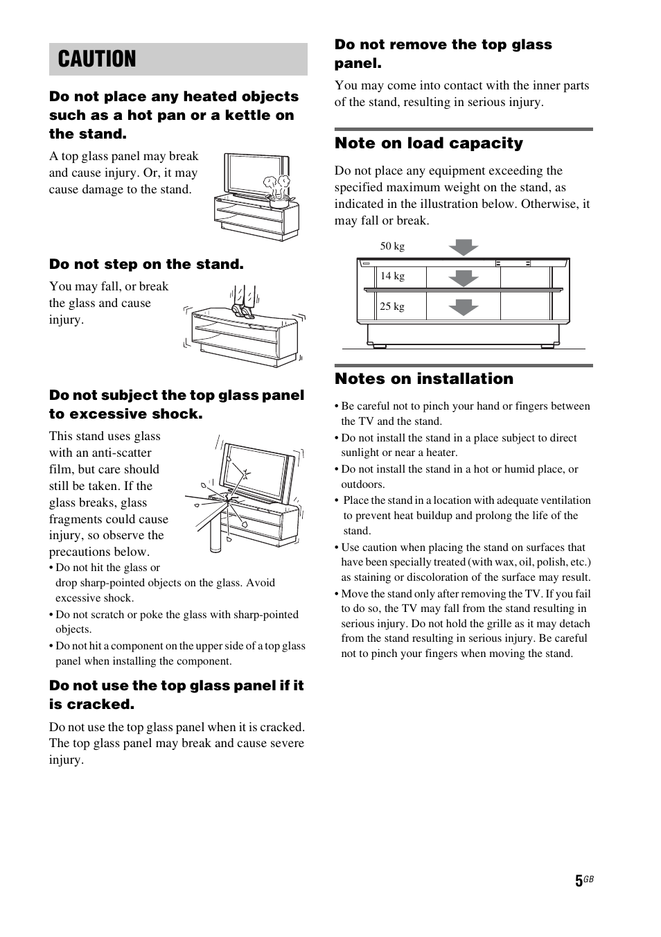 Caution | Sony 4-170-060-12(1) User Manual | Page 5 / 40