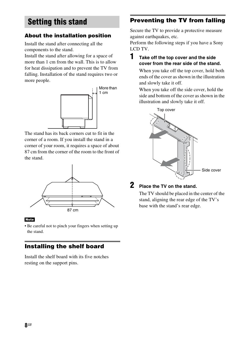 Setting this stand | Sony 4-170-060-12(1) User Manual | Page 8 / 40