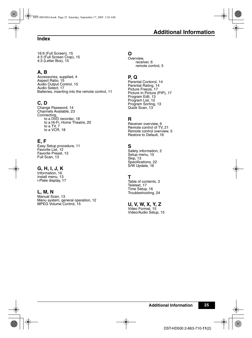 Additional information | Sony DST-HD500 User Manual | Page 25 / 28