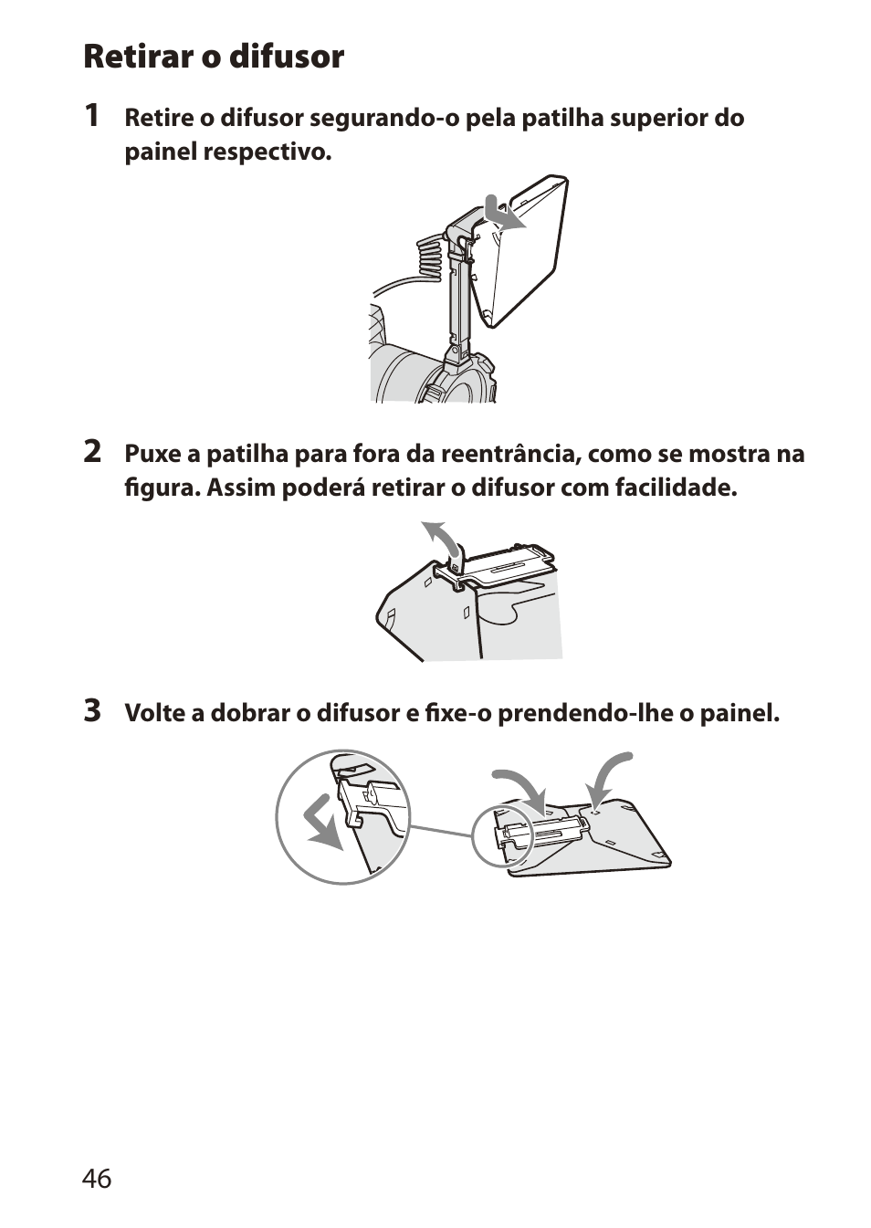 Retirar o difusor 1 | Sony HVL-MT24AM User Manual | Page 106 / 295