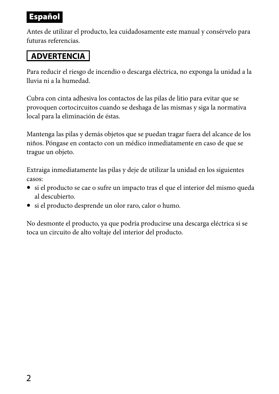 Español, Advertencia | Sony HVL-MT24AM User Manual | Page 120 / 295