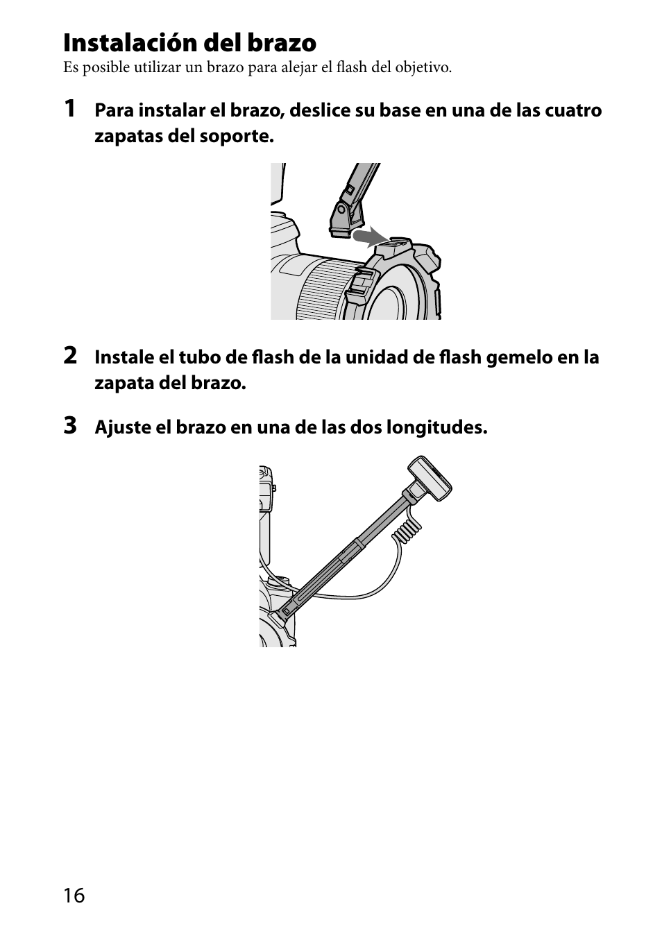 Instalación del brazo | Sony HVL-MT24AM User Manual | Page 134 / 295