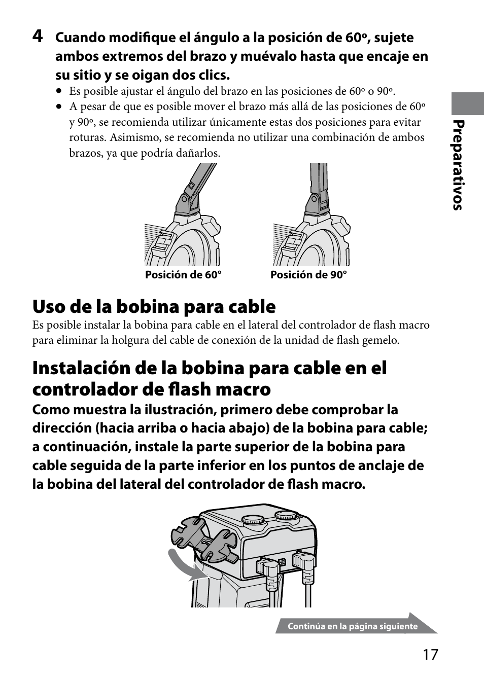 Uso de la bobina para cable, 1 pr epar ativ os | Sony HVL-MT24AM User Manual | Page 135 / 295