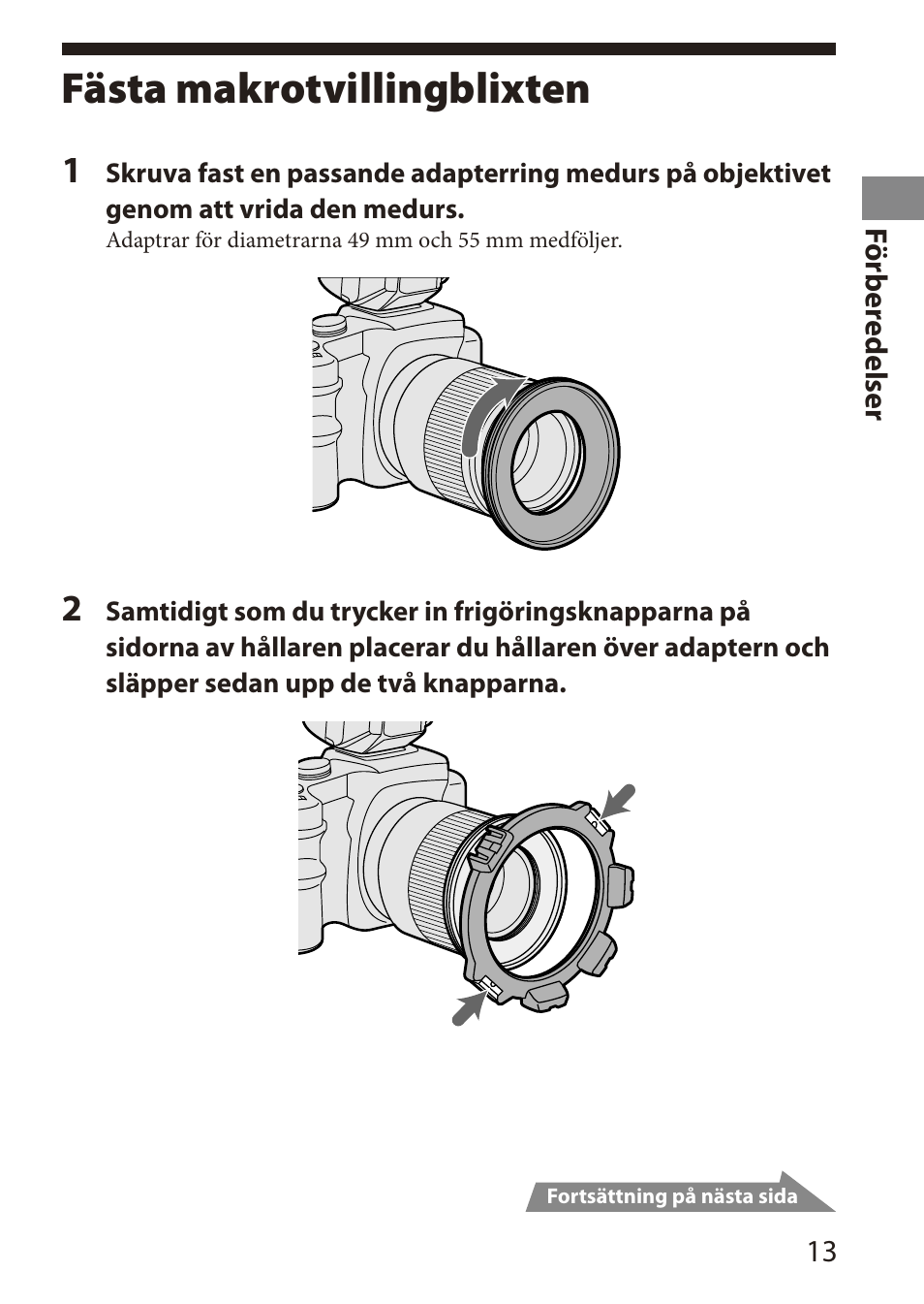 Fästa makrotvillingblixten | Sony HVL-MT24AM User Manual | Page 189 / 295
