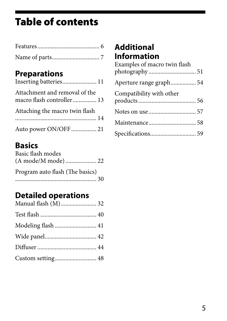 Sony HVL-MT24AM User Manual | Page 5 / 295