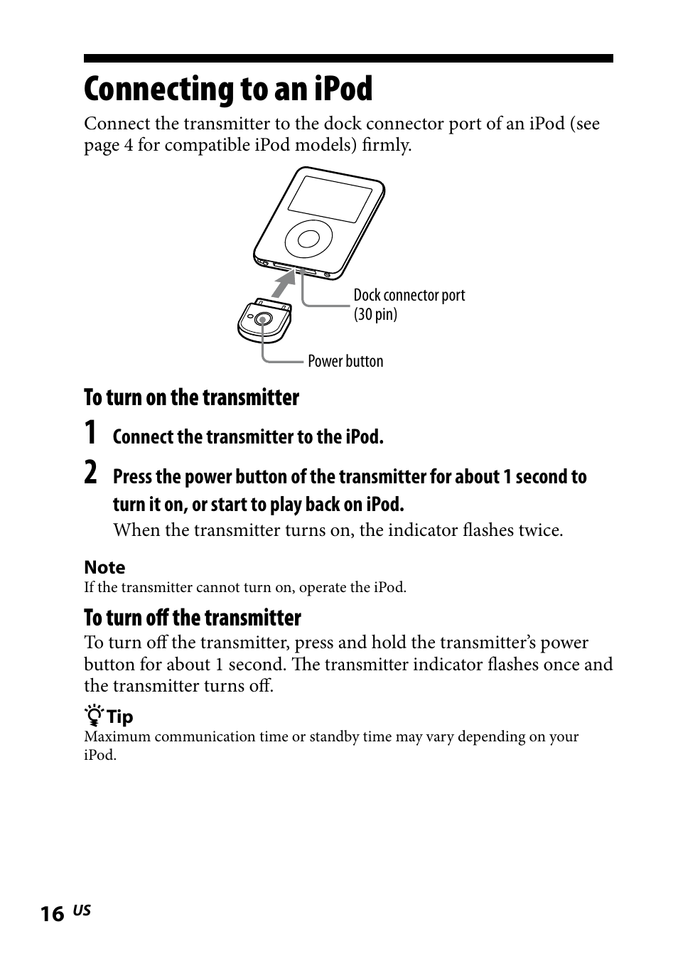 Connecting to an ipod, Connecting.to.an.ipod | Sony DR BT160IK User Manual | Page 16 / 84