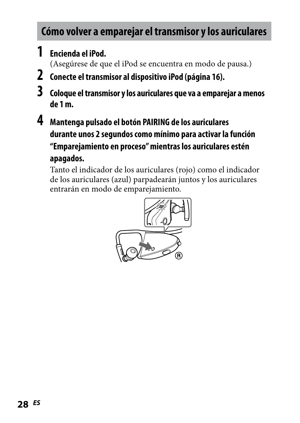 Cómo volver a emparejar el, Transmisor y los auriculares | Sony DR BT160IK User Manual | Page 68 / 84